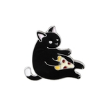 Gato Bonito Dos Desenhos Animados Comendo Pizza Design Saco De Roupas Distintivo Decoração Moda Esmalte Broche Pin