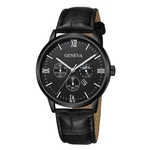 Geneva Fashion Men Date Alloy Case Synthetic Leather Analog Quartz Sport Watch