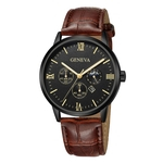 Geneva Fashion Men Date Alloy Case Synthetic Leather Analog Quartz Sport Watch