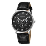 Geneva Fashion Men Date Alloy Case Synthetic Leather Analog Quartz Sport Watch