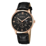 Geneva Fashion Men Date Alloy Case Synthetic Leather Analog Quartz Sport Watch