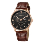 Geneva Fashion Men Date Alloy Case Synthetic Leather Analog Quartz Sport Watch