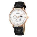 Geneva Fashion Men Date Alloy Case Synthetic Leather Analog Quartz Sport Watch