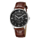 Geneva Fashion Men Date Alloy Case Synthetic Leather Analog Quartz Sport Watch