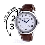 Genuíno sentido anti-horário Relógios Homens e Mulheres Moda Student Quartz Stainless Steel Business Dial simples relógio impermeável Casal reverso rotação anti-horária Relógios