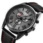 Gift Men's Leather Band Sports Date Analog Alloy Military Quartz Watch