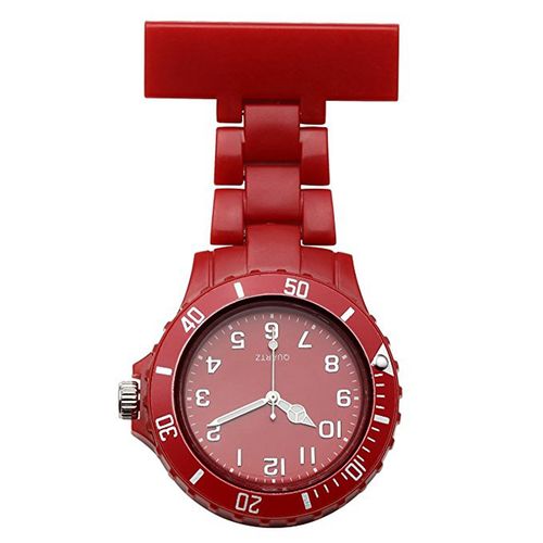Girls' femininas enfermeira Moda Clip-on Fob broche de lapela de suspensão Pocket Watch, Vermelho