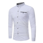 Gola Casual Stand Camisa De Manga Longa, Simples Treliça Decorativa Única Camisa Breasted Para Ho