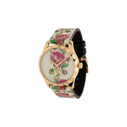 Gucci Rose Print Gold Plated Watch - MULTICOLOUR