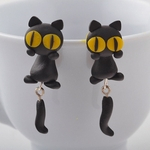Handmade Polymer Cat argila animal 3D brincos Mulheres Ear Stud Jewelry
