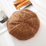 Chapéu Hat Inverno mulheres Outono Retro Plaid octogonal Beret Sweet Lady Todos Jogo Vintage