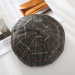 Hat Inverno mulheres Outono Retro Plaid octogonal Beret Sweet Lady Todos Jogo Vintage