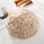 Hat Inverno mulheres Outono Retro Plaid octogonal Beret Sweet Lady Todos Jogo Vintage