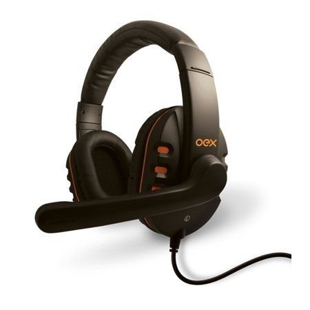 Headset Gamer Oex Action com Microfone HS-200 Preto/Laranja