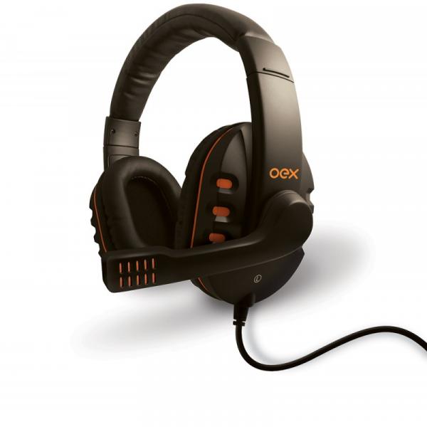 Headset Oex Action Hs-200 com Microfone Preto e Laranja