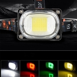 LOS Holofote LED portátil mini COB farol mergulhado + luz de aviso verde vermelha Lostubaky