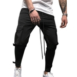 Homens Bolsos laterais Calça Casual macios com Magia Sticker Calças Outdoor Calças presente fitness (quente)