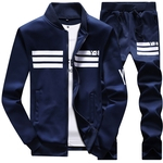 Homens casuais de manga comprida Zipper Jacket Brasão + Calças duas peças Terno de esportes Outfit