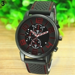 Homens Casual Analog de quartzo de silicone de aço inoxidável Dial Sports relógio de pulso