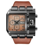 Homens Casual pulseira de couro Dial Square Moda Watch