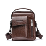 Homens Casual Retro cor sólida PU Single-ombro Bag