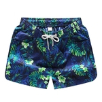 Homens Casual Shorts Folha Verde Impressão Praia de secagem rápida