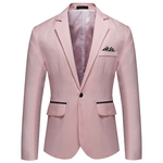 Homens cor sólida Groomsman Noivo da única fileira e One Button Suit Cotton Brasão Casual