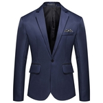 Homens cor sólida Groomsman Noivo da única fileira e One Button Suit Cotton Brasão Casual