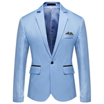 Homens cor Sólida Groomsman Noivo da Única Fileira e One Button Suit Cotton Brasão Casual