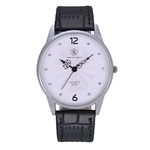 Homens Da Moda Big Rodada Dial Faux Leather Strap Analógico De Quartzo Relógio De Pulso Presente