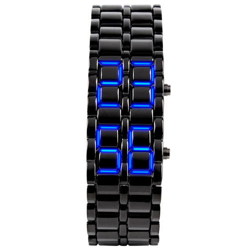 Homens de aço inoxidável Lava LED relógio digital Outdoor Sports Multifunction Luminous Relógio de pulso