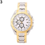 Homens De Luxo Big Round Case Watch Alloy Band Quartz Casual Relógio De Pulso Presente De Natal