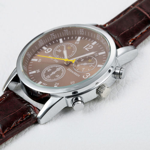 Homens de luxo Estilo do negócio do falso couro Quartz relógio de pulso Moda Watch