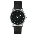 Homens de luxo Rel¨®gio de pulso de quartzo pulseira de couro Dial rel¨®gio de pulso Preto