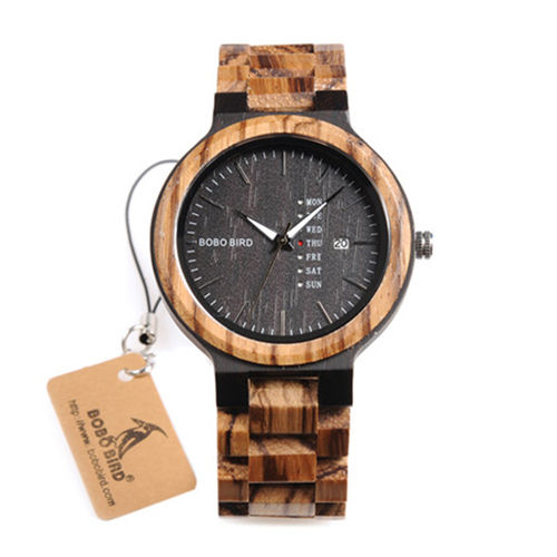 Homens de madeira relógio de quartzo com calendário Pastorale Relógio de pulso Ornamento do presente