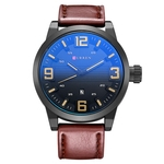 Homens de negócios de relógio de quartzo 3D Stereo Dial Data de exibição Leather Strap Male Wristwatch