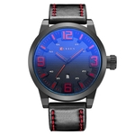 Homens de negócios de relógio de quartzo 3D Stereo Dial Data de exibição Leather Strap Male Wristwatch