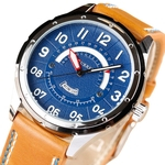 Homens de negócios de relógio de quartzo Week Data de exibição Leather Strap Moda relógio de pulso