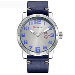 Homens de Negócios Quartz Relógio Big Dial Data de exibição de couro impermeáveis ¿¿Strap Male Wristwatch