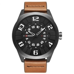 Homens de Negócios Quartz Relógio Big discagem oco Data de exibição Leather Strap Stylish Masculino Relógio de pulso