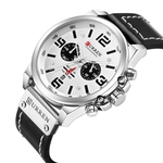 Homens de Negócios Quartz relógio cronógrafo Data 24 horas de exibição Leather Strap relógio de pulso