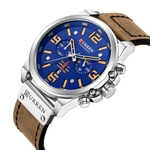 Homens de Negócios Quartz relógio cronógrafo Data 24 horas de exibição Leather Strap relógio de pulso