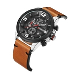 Homens de Negócios Quartz relógio cronógrafo Data de exibição Leather Strap Male Wristwatch