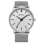 Homens de relógio de quartzo simples Ultra-fino Dial aço inoxidável impermeável malha Banda Masculino Relógio de pulso Casual