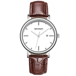 FLY Homens Elegante relógio de quartzo com calendário Couro Watchband relógio de pulso Ornamento do presente