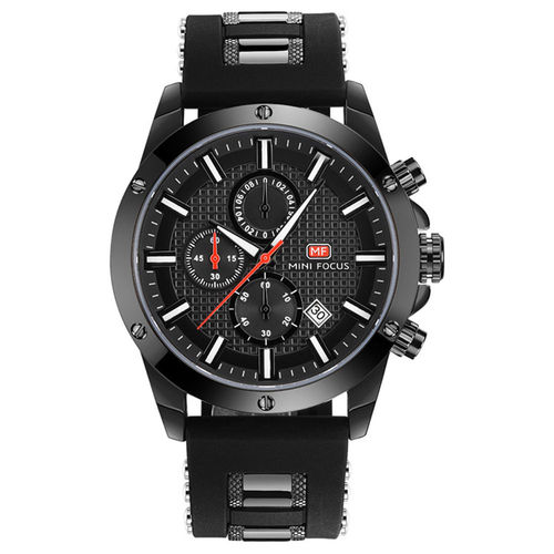 Homens Esporte Relógio de Quartzo Relógios 3 Olhos Luxury Silicone Strap Casual Assista Militar