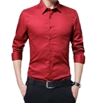 Homens Formal shirt de manga comprida cor sólida Magro clássico lapela carreira Tops Casual