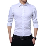 Homens Formal shirt de manga comprida cor sólida Magro clássico lapela carreira Tops Casual