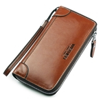 Homens Grande Capacidade Retro Bolsa de Negócios Casual Clutch Wallet longo Zipper Wallet