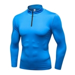 Homens Gym Workout Hoodie Jacket aptidão que funciona capuz elástico com Meio Zipper (azul M)